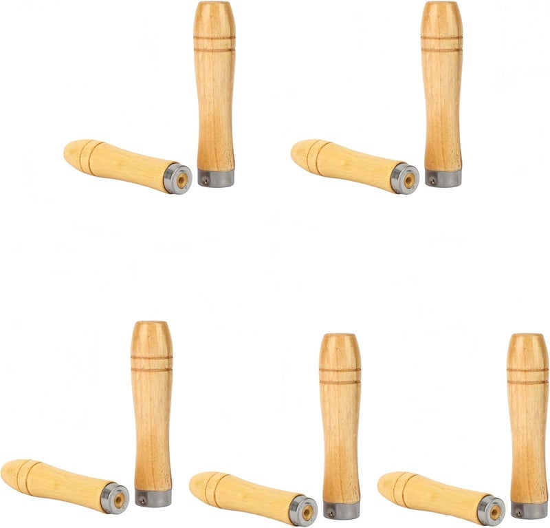 luvilly10 Pack Wooden File Handle, Strong Metal Collars Medium Handle Large Handle, Ergonomic Handles for Drill/Crafting - Image 1